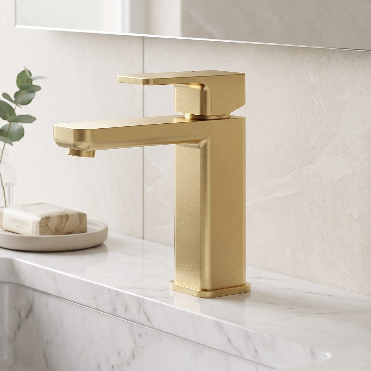 Fairford Una 2 Brushed Brass Basin Mixer with Push Button Waste