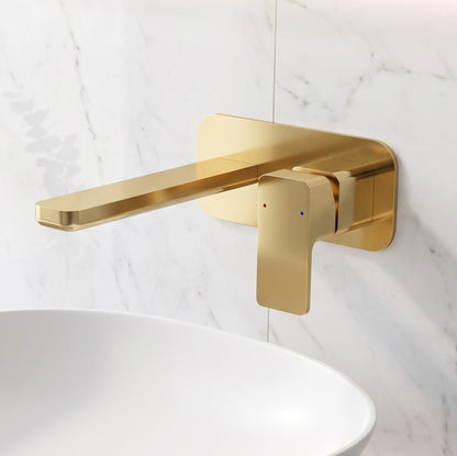 Fairford Una 2 Brushed Brass Wall Mounted Basin Mixer