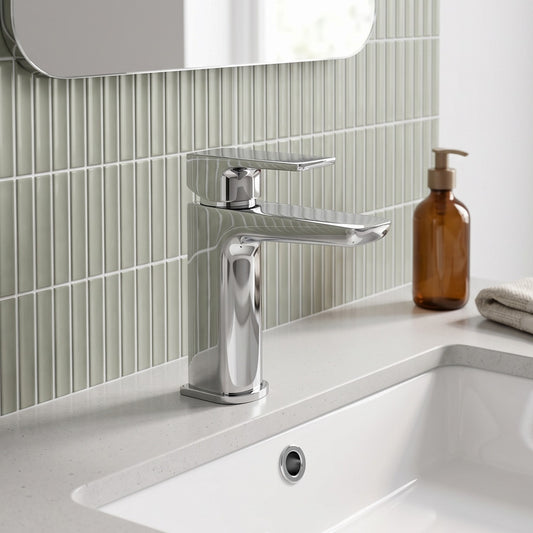 Fairford Una Basin Mixer with Push Button Waste