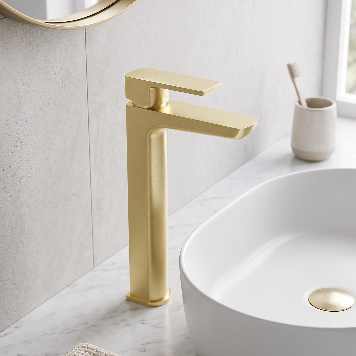 Fairford Una Brushed Brass High Rise Basin Mixer