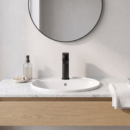 Fairford Una Matt Black Basin Mixer with Push Button Waste