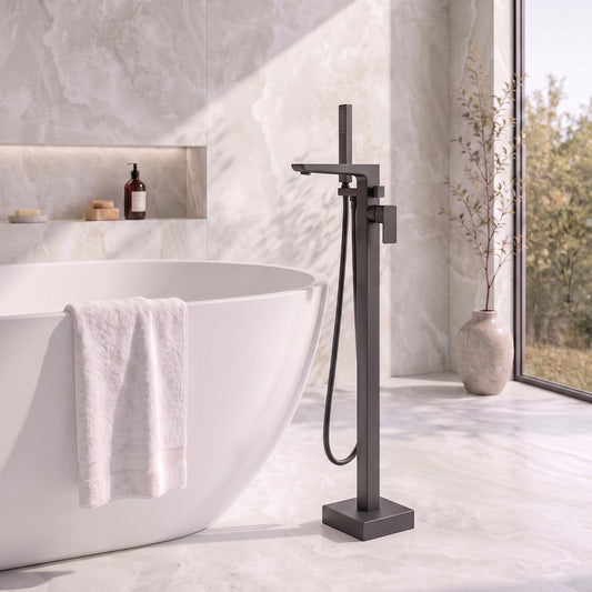 Fairford Una Matt Black Freestanding Bath Shower Mixer