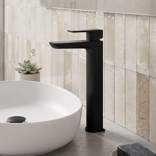 Fairford Una Matt Black High Rise Basin Mixer