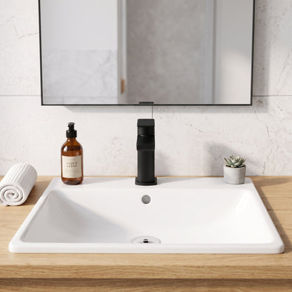 Fairford Una Matt Black Mini Basin Mixer with Push Button Was