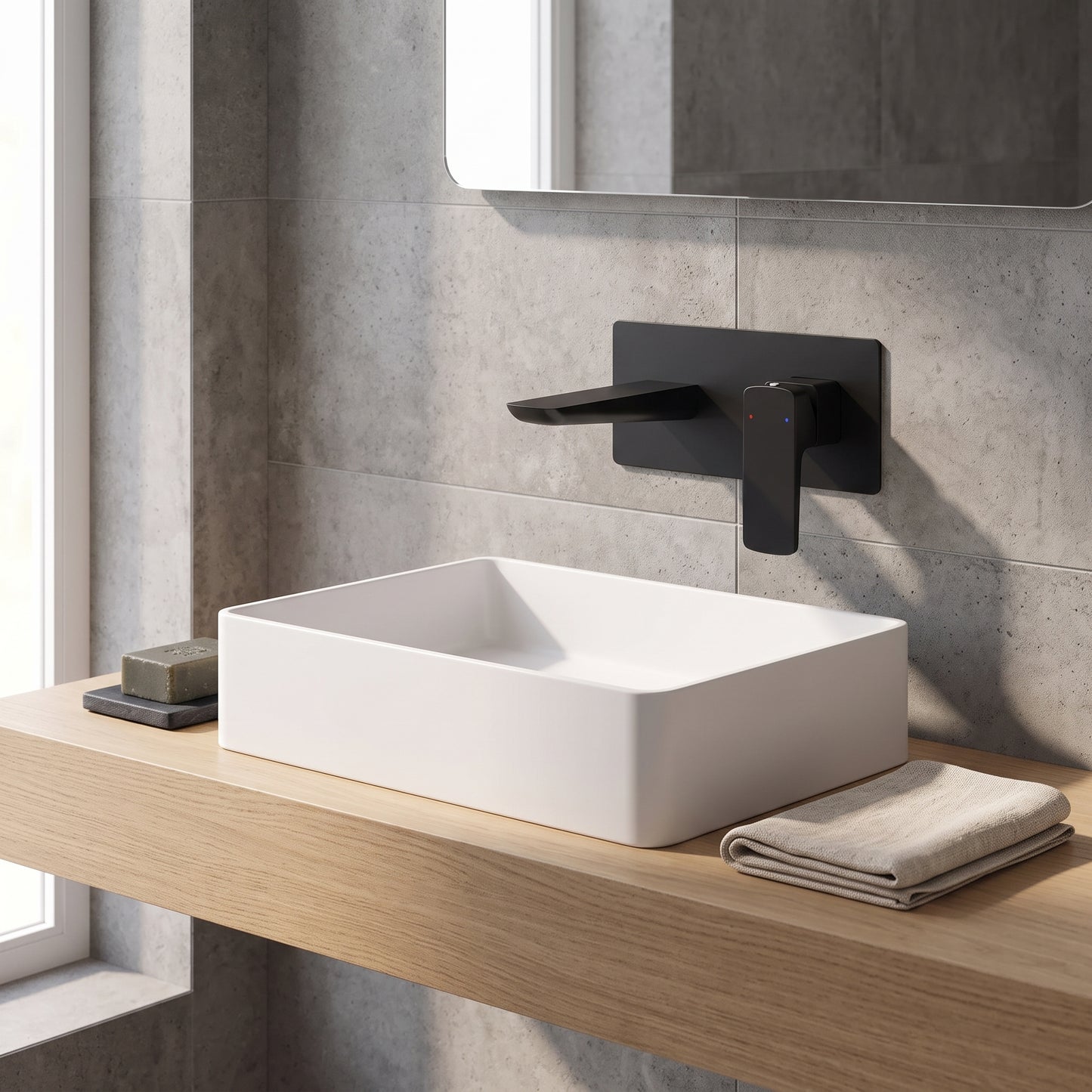 Fairford Una Matt Black Wall Mounted Basin Mixer
