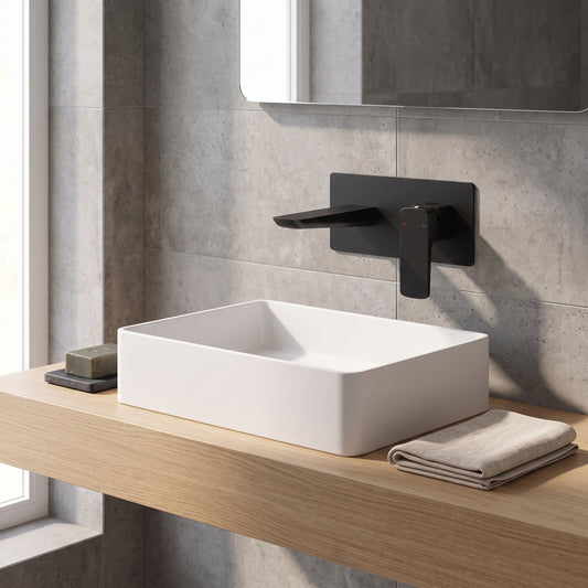 Fairford Una Matt Black Wall Mounted Basin Mixer