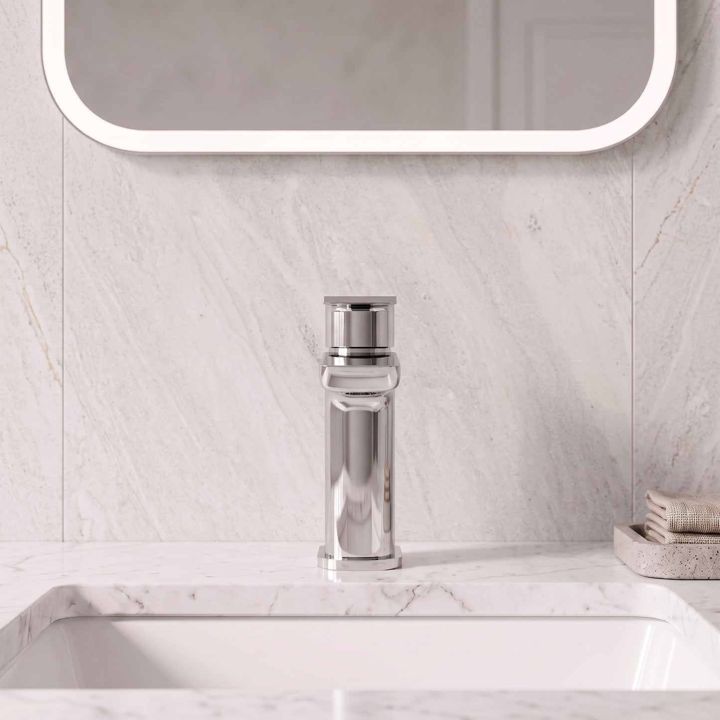 Fairford Una Basin Mixer with Push Button Waste