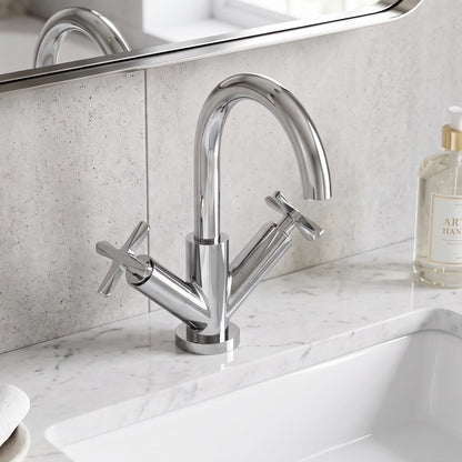 Fairford Verso Basin Mixer with Push Button Waste