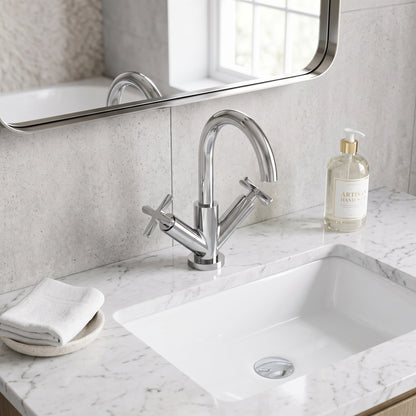 Fairford Verso Basin Mixer with Push Button Waste