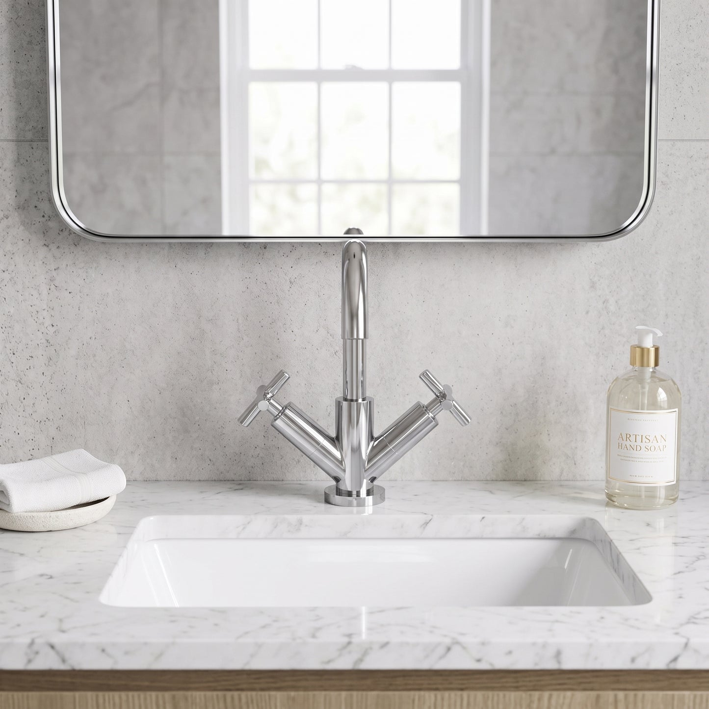 Fairford Verso Basin Mixer with Push Button Waste