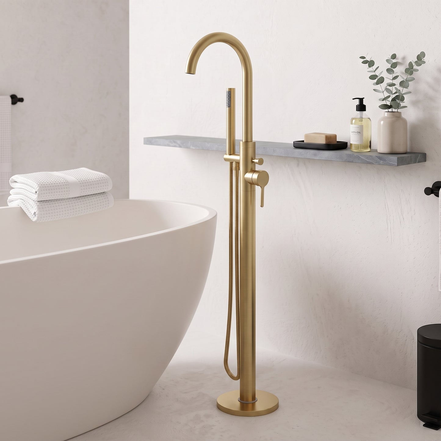 Fairford Verso Brushed Brass Freestanding Bath Shower Mixer