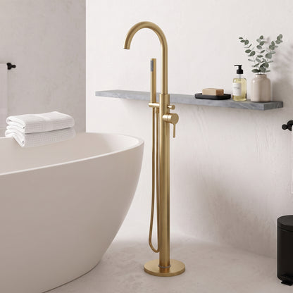 Fairford Verso Brushed Brass Freestanding Bath Shower Mixer