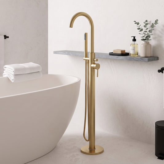 Fairford Verso Brushed Brass Freestanding Bath Shower Mixer