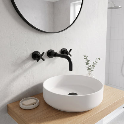 Fairford Verso Matt Black 3 Hole Wall Mounted Basin Mixer