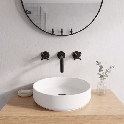 Fairford Verso Matt Black 3 Hole Wall Mounted Basin Mixer