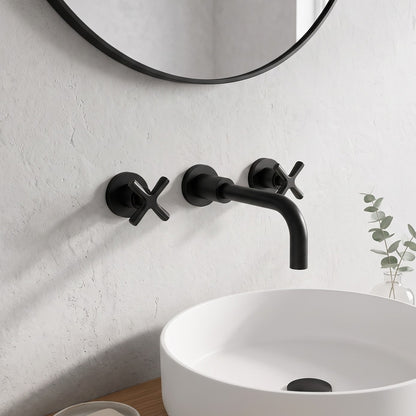 Fairford Verso Matt Black 3 Hole Wall Mounted Basin Mixer