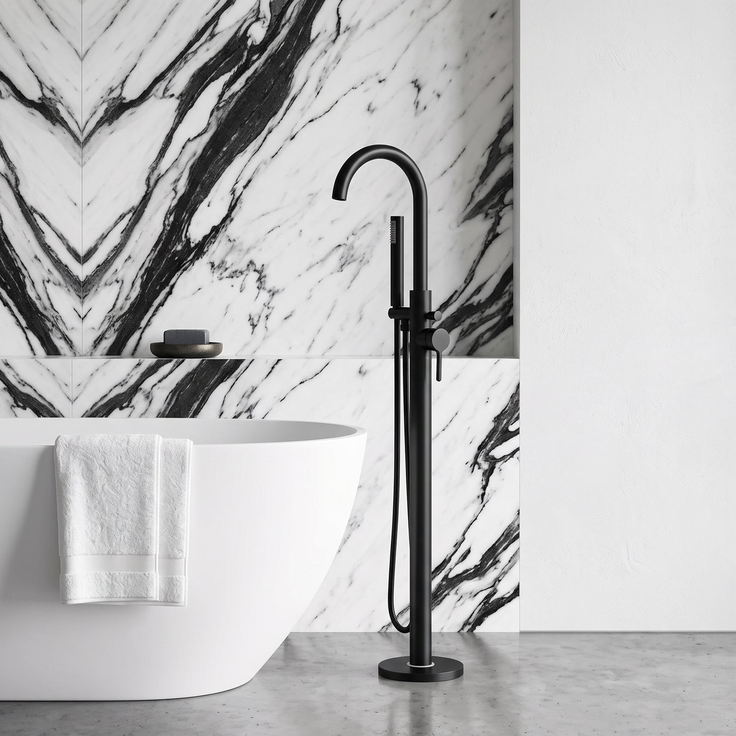 Fairford Verso Matt Black Freestanding Bath Shower Mixer