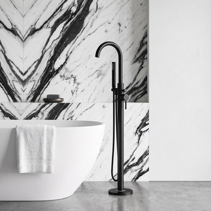 Fairford Verso Matt Black Freestanding Bath Shower Mixer