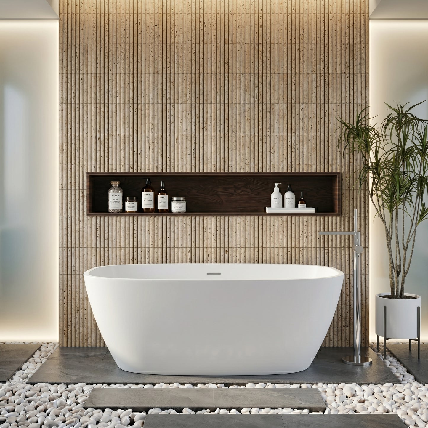 Fairford Vive 1610 x 750 x 530mm Matt Solid Surface Freestanding Bath