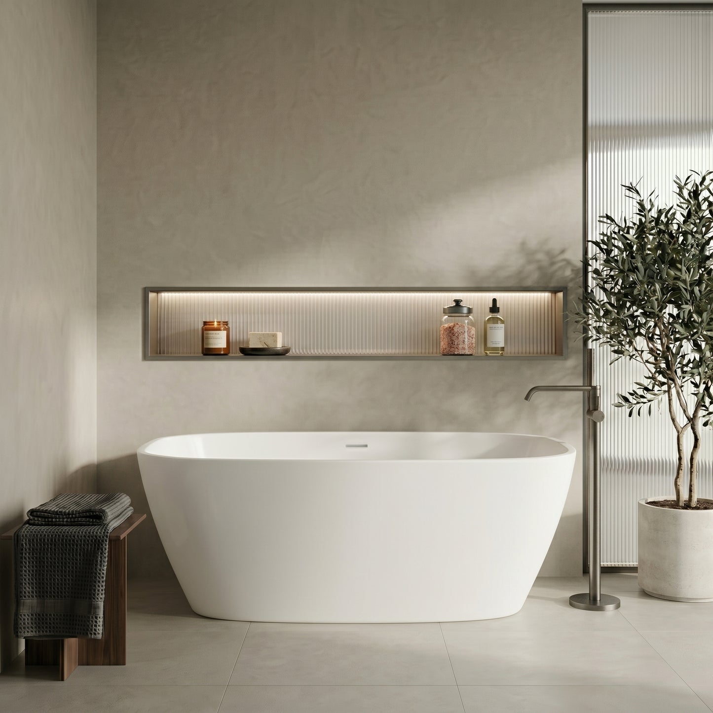 Fairford Vive 1610 x 750 x 530mm Polished Solid Surface Freestanding Bath
