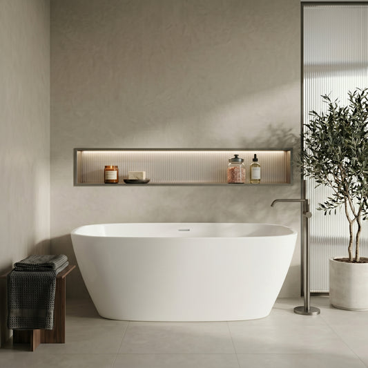 Fairford Vive 1610 x 750 x 530mm Polished Solid Surface Freestanding Bath
