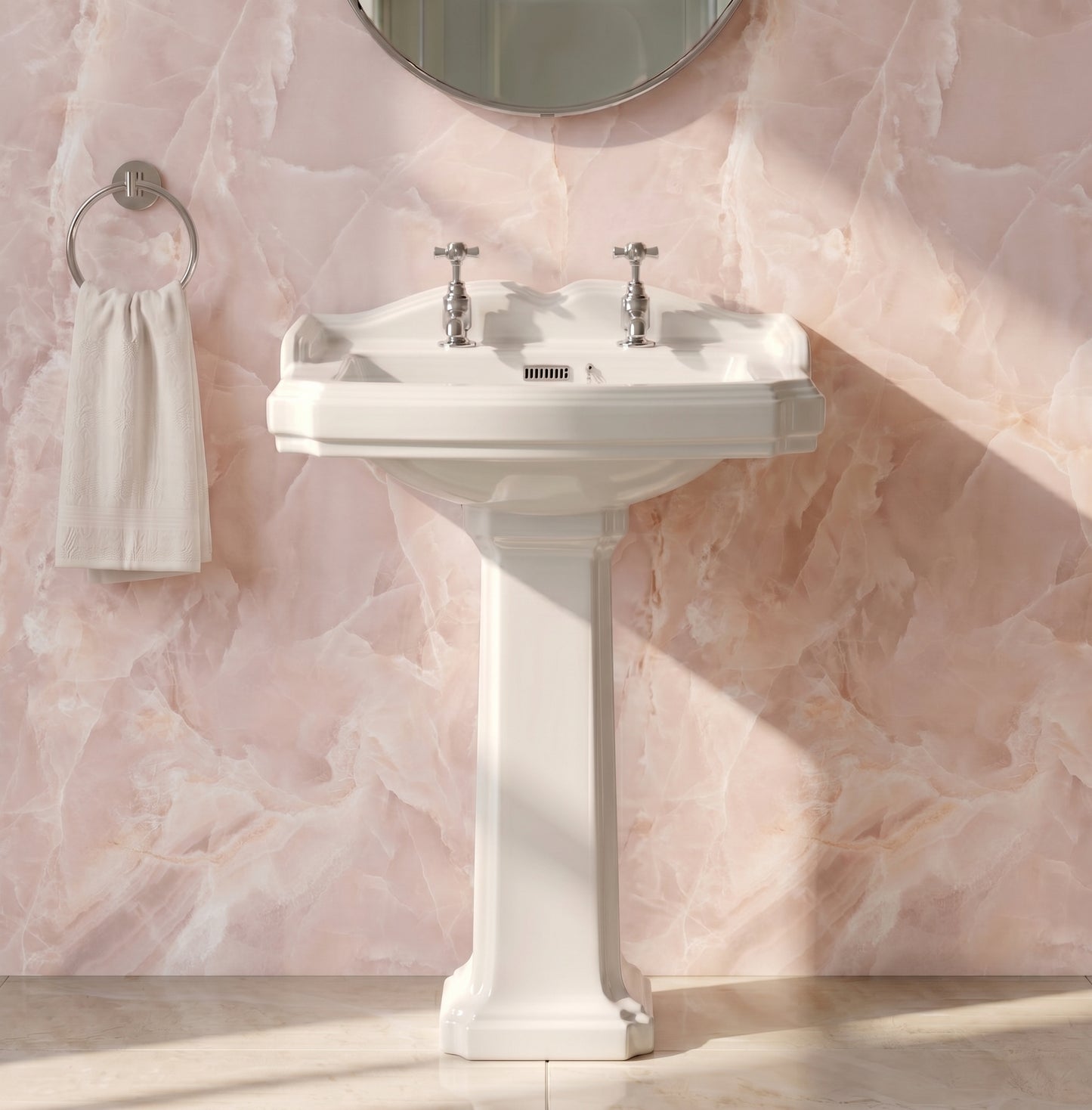 Fairford Winchester 580mm 2 Tap Hole Basin with Full Pedestal