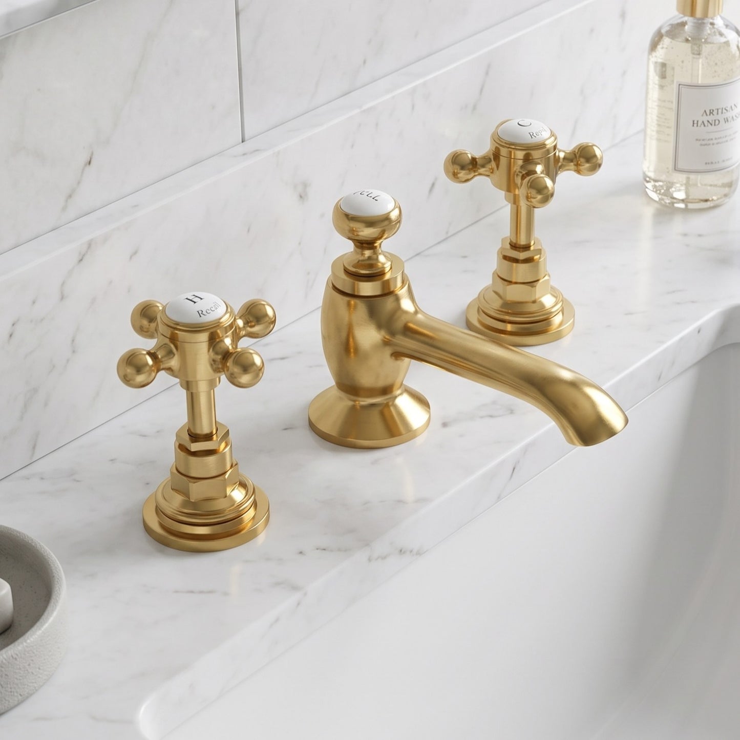 Fairford Winchester Brushed Brass 3 Basin Mixer with Waste