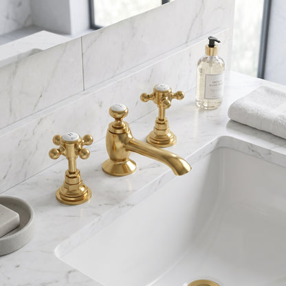 Fairford Winchester Brushed Brass 3 Basin Mixer with Waste