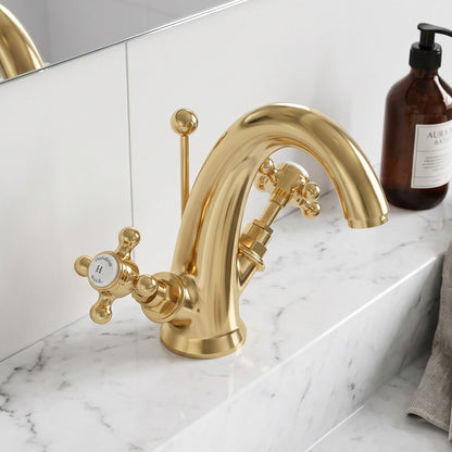 Fairford Winchester Brushed Brass Basin Mixer with Waste