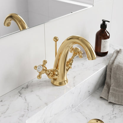 Fairford Winchester Brushed Brass Basin Mixer with Waste