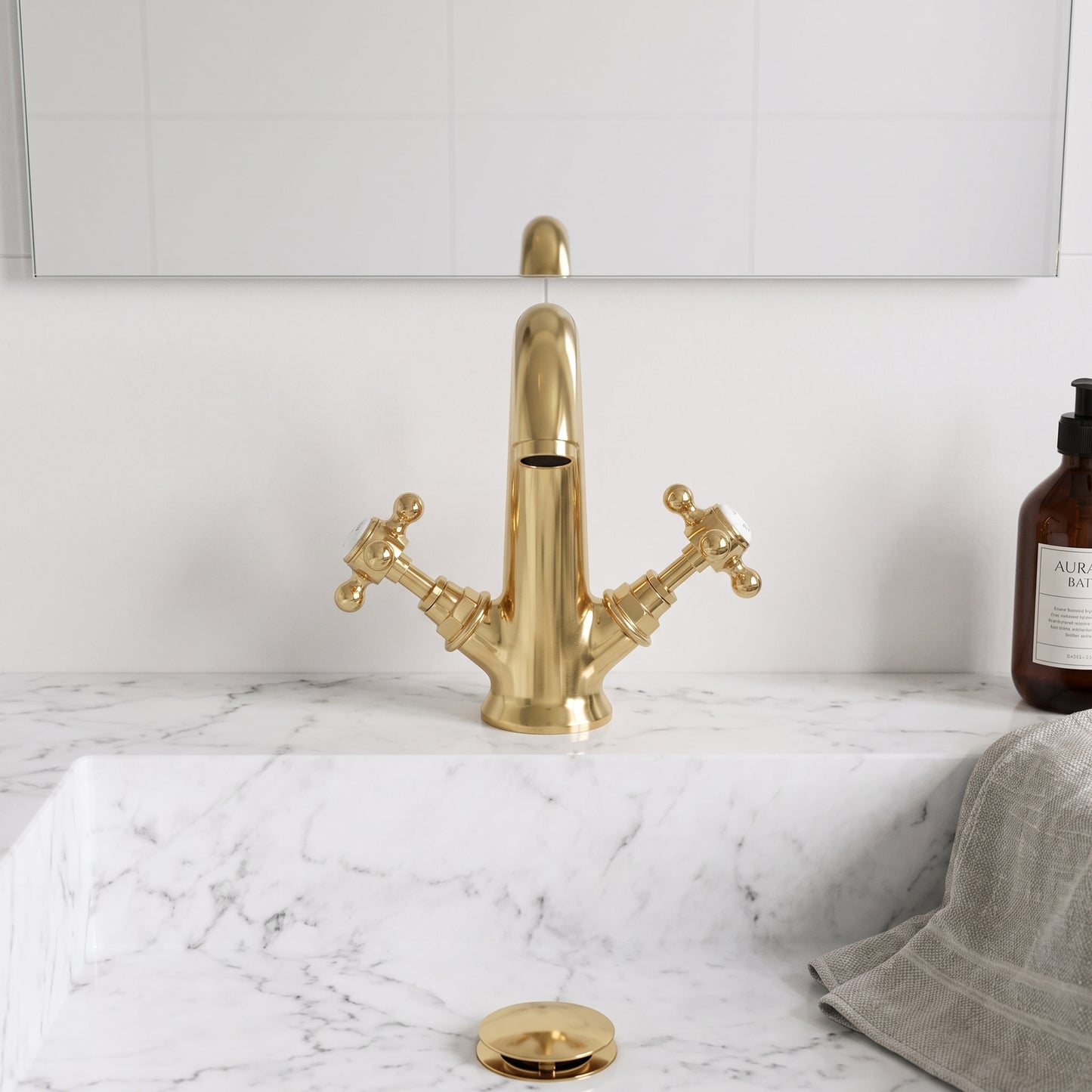 Fairford Winchester Brushed Brass Basin Mixer with Waste