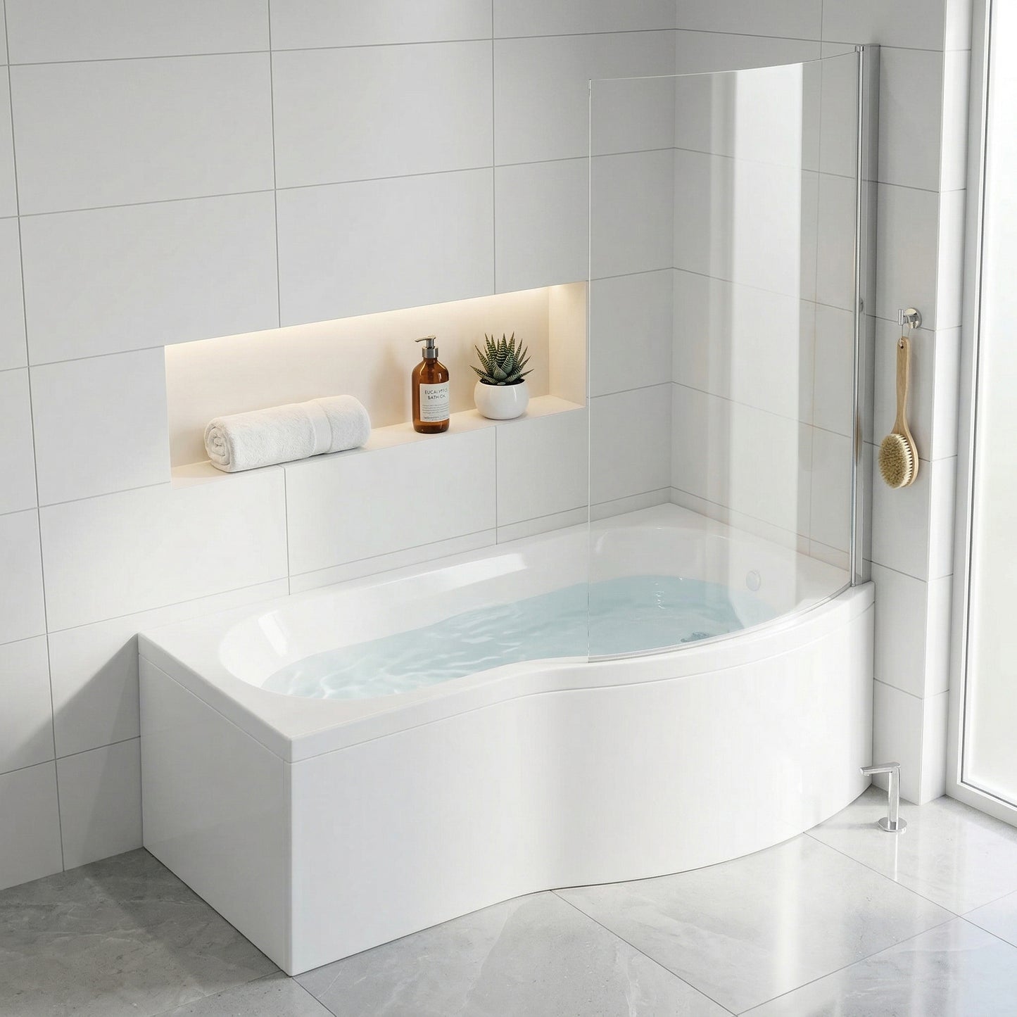 Fairford 1700 x 850 RH B Shape Bath with Screen and Panel
