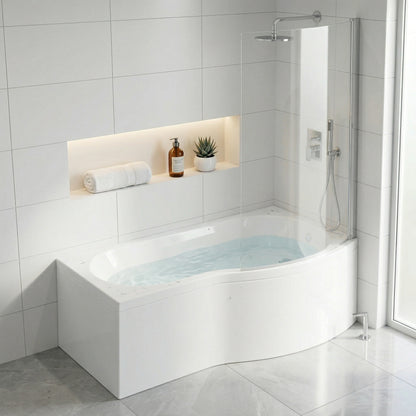 Fairford 1500 x 850 RH B Shape Bath with Screen and Panel