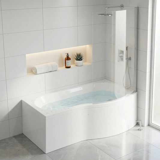 Fairford 1500 x 850 RH B Shape Bath with Screen and Panel