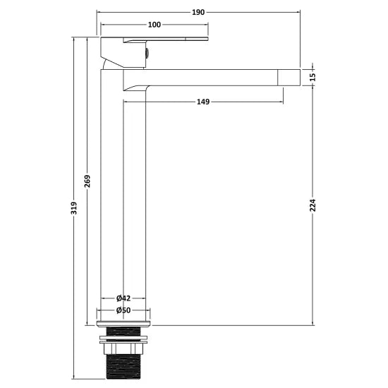 Fairford Sienne Brushed Brass High Rise Basin Mixer