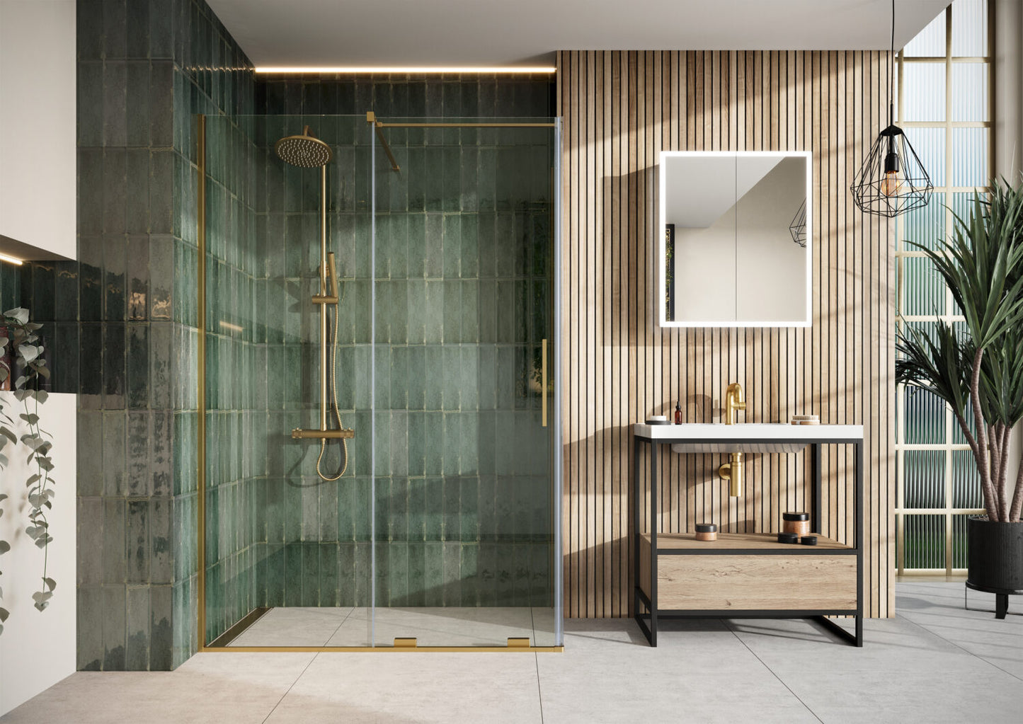 Fairford 8mm Frameless 1500mm Brushed Brass Sliding Shower Door