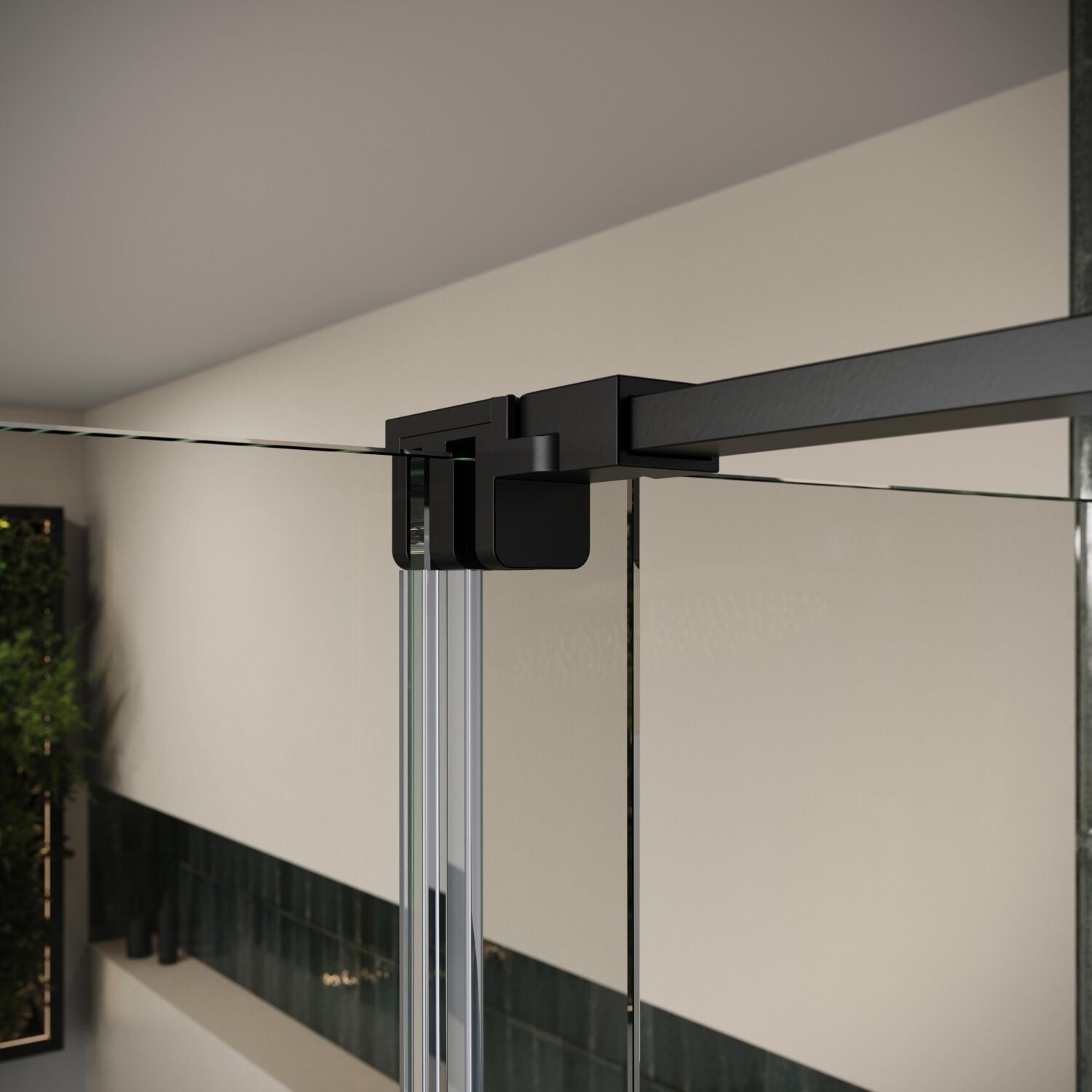 Fairford 8mm Frameless 1600mm Matt Black Sliding Shower Door