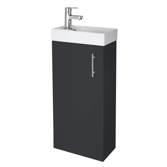 Fairford Minimalist Soft Black 400mm Floorstanding Vanity Unit