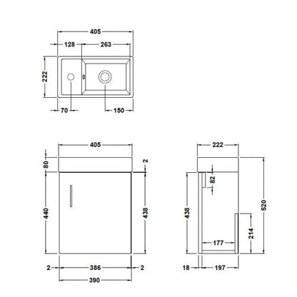 Fairford Minimalist Soft Black 400mm Wall Hung Vanity Unit