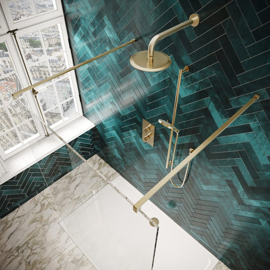 Fairford Brushed Brass Straight Bar for 10mm Glass