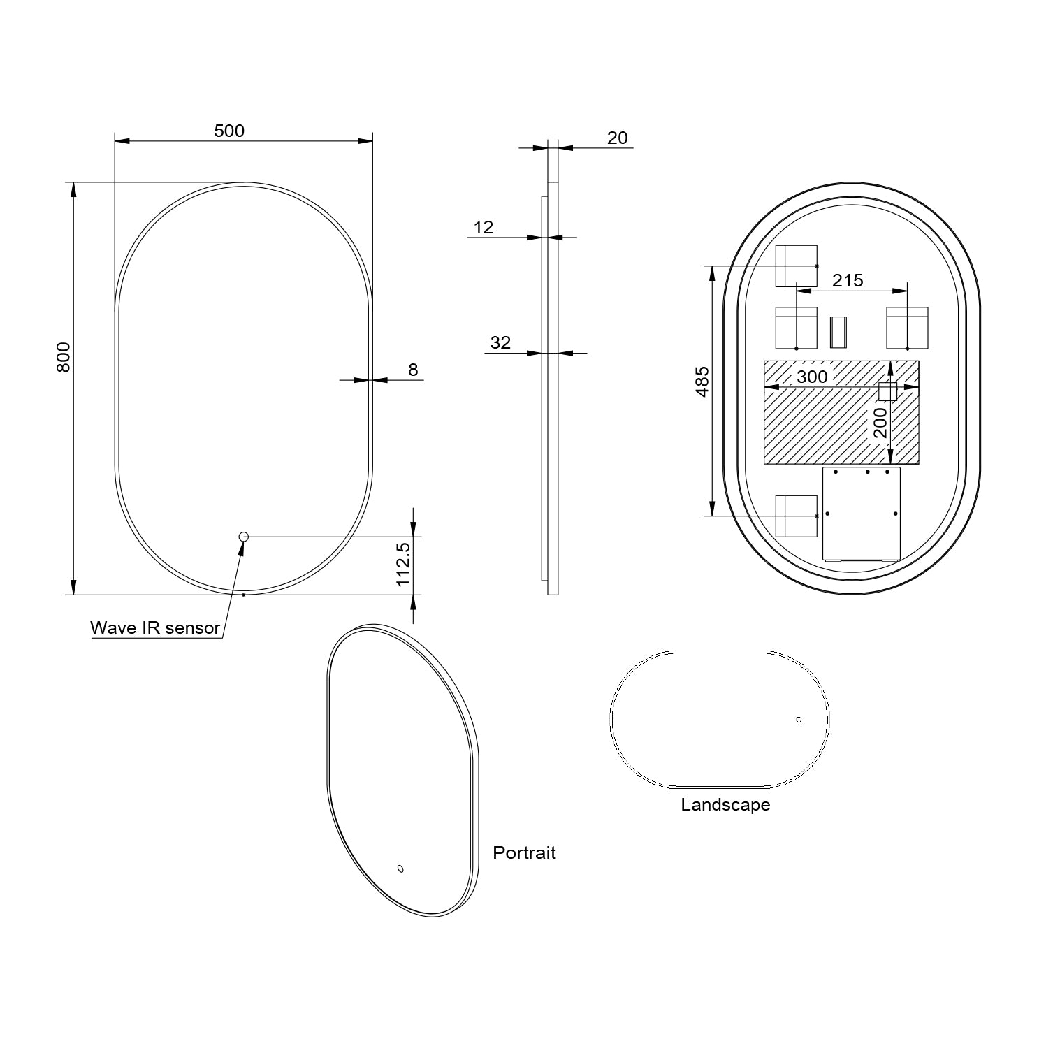 Fairford Aubrey Brushed Brass 500 x 800mm Mirror