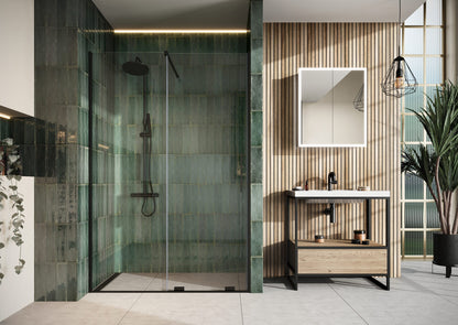 Fairford 8mm Frameless 1400mm Matt Black Sliding Shower Door