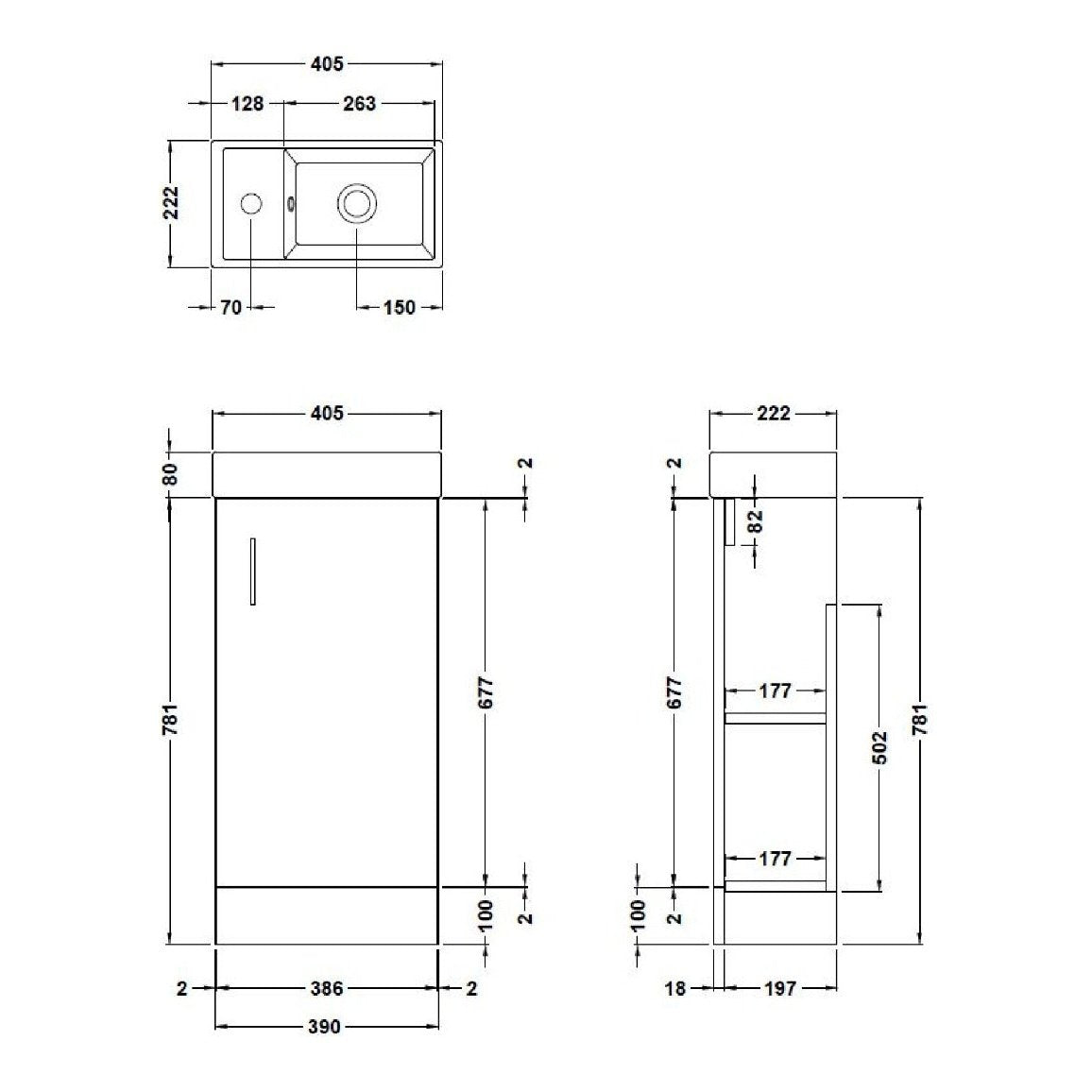Fairford Minimalist 400mm Bleached Oak Floorstanding Vanity Unit & Basin