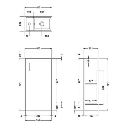 Fairford Minimalist 400mm Bleached Oak Floorstanding Vanity Unit & Basin