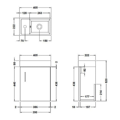 Fairford Minimalist 400mm Bleached Oak Wall Hung Vanity Unit & Basin