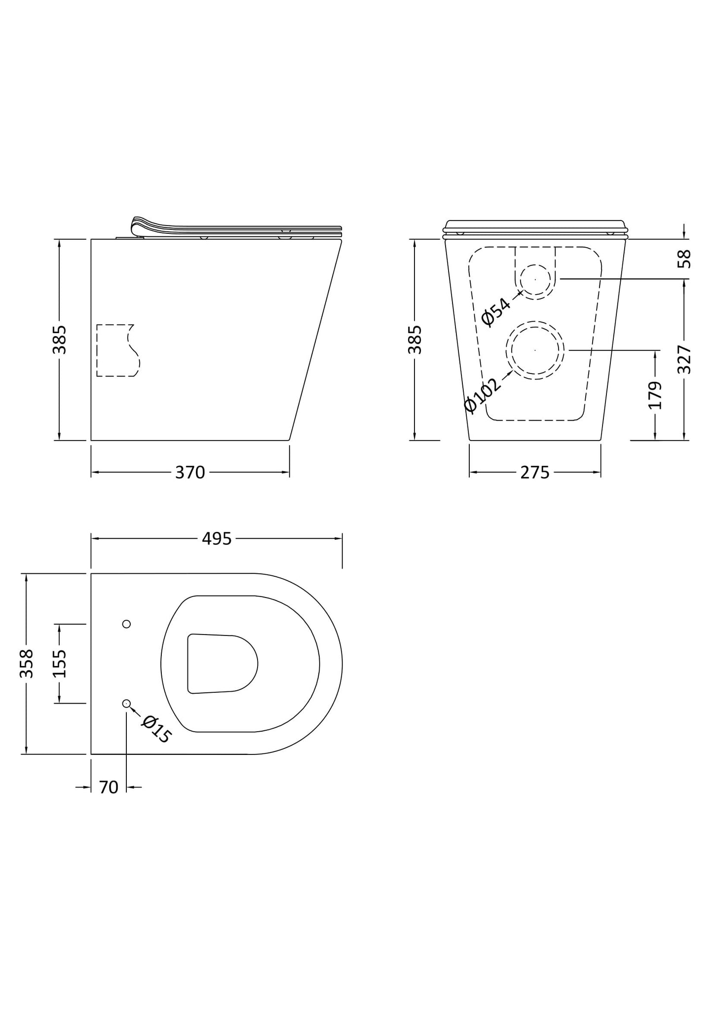 Fairford Sierra Pure Rimless Back to Wall Toilet with Soft Close Seat