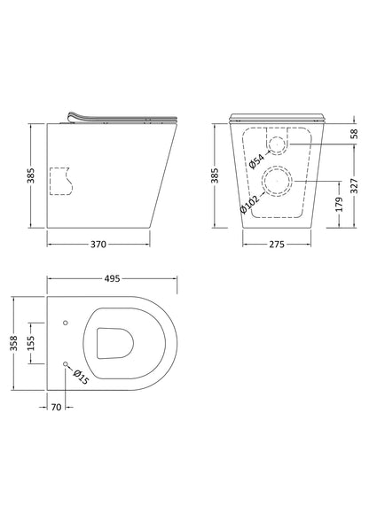 Fairford Sierra Pure Rimless Back to Wall Toilet with Soft Close Seat