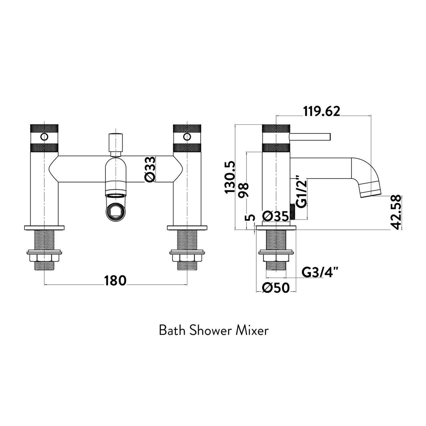 Fairford Element 7 Brushed Brass Bath Shower Mixer