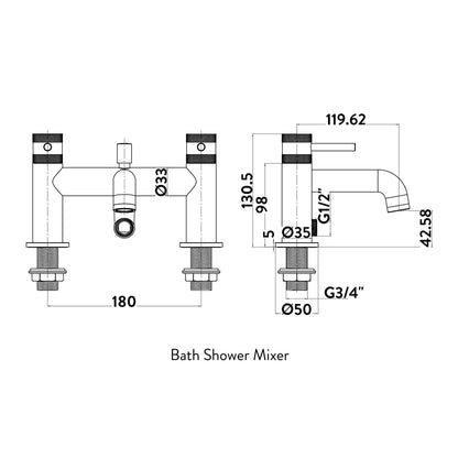 Fairford Element 7 Brushed Brass Bath Shower Mixer