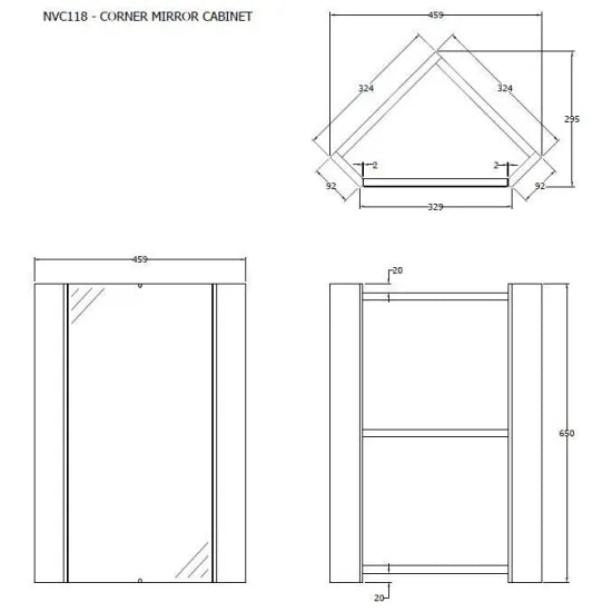 Fairford Opto 650 x 459 x 295mm 1 Door, 1 Shelf Corner Cabinet